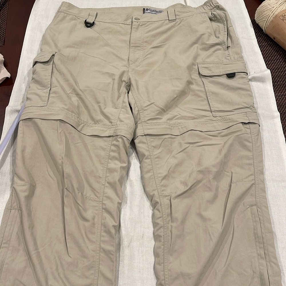 B0227 Mens Columbia Omni-Shade Zip Off Pants Legs Cargos SZ XL